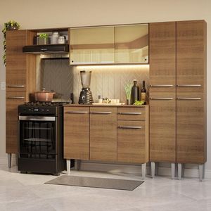 Armário De Cozinha Completa 261Cm Madesa 07 Rustic