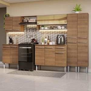 Armário De Cozinha Completa 293Cm Madesa 03 Rustic