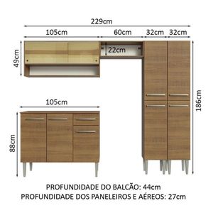 Armário De Cozinha Completa 229Cm Madesa 04 Rustic