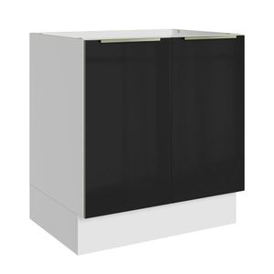 Balcão Madesa 70 Cm 2 Portas - Sem Tampo Branco/Preto