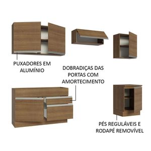 Armário De Cozinha 260Cm Rustic Glamy 04 Rustic