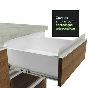 Armário De Cozinha 260Cm Glamy 04 Branco/Rustic