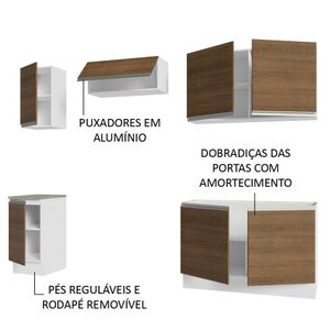 Armário De Cozinha 240Cm Glamy 10 Branco/Rustic