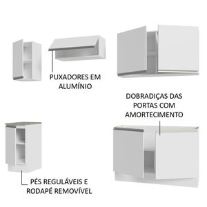 Armário De Cozinha 240Cm Branco Glamy 10 Branco
