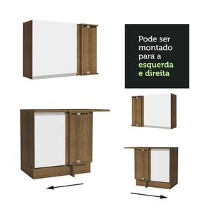 Armário De Cozinha 349Cm Glamy 06 Rustic/Branco