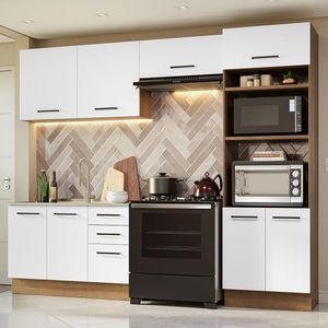 Armário De Cozinha Completa 270cm Rustic/branco Agata Madesa