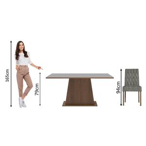 Kit Sala De Jantar Mesa 6 Cadeiras cinza Madesa
