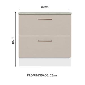 Balcão 80 Cm 2 Gavetas Agata Madesa Branco/crema