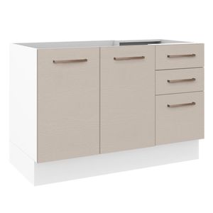 Balcão Gabinete De Pia E 3 Gavetas Agata Madesa Branco/crema