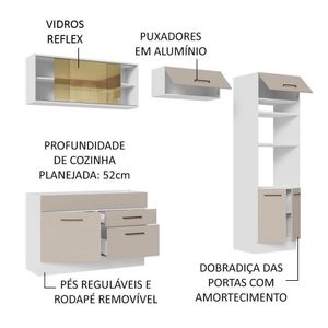 Armário De Cozinha Completa 270cm Branco/crema Agata Madesa 05 Branco/crema
