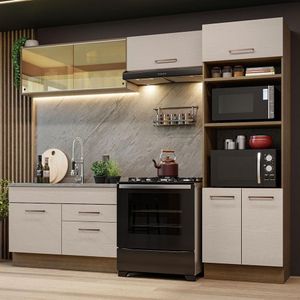 Armário De Cozinha Completa 270cm Rustic/crema Agata Madesa 05 Rustic/crema