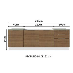 Armário Cozinha Compacta 240cm Branco/rustic