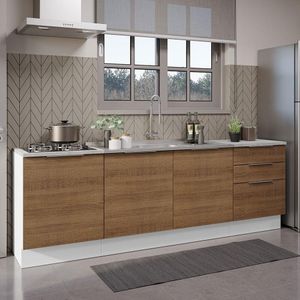 Armário Cozinha Compacta 240cm Branco/rustic