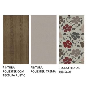 Conjunto Sala De Jantar Mesa Tampo De Madeira 8 Cadeiras Rustic/crema/hibiscos Marisa Madesa