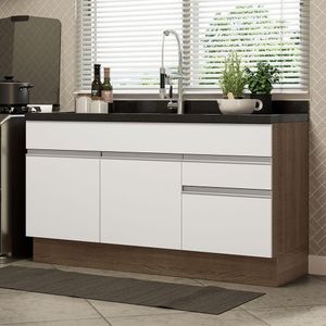 Balcão Gabinete De Pia Madesa Glamy 150 Cm 2 Gavetas 2 Portas (sem Tampo E Pia) - Rustic/branco