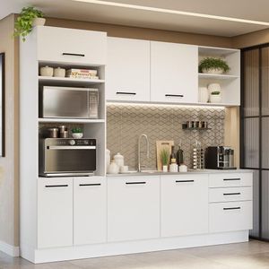 Armário De Cozinha pleta 250cm Branco Agata Madesa 01 Branco