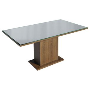 Mesa De Jantar Retangular Tampo De Vidro Madesa 5363 - Rustic/cinza Rustic/cinza
