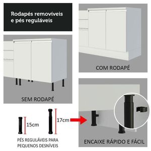 Armário De Cozinha Completa De Canto 100% Mdf 447cm Branco Smart Madesa 02 Branco