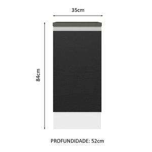 Balcão 100% Mdf 35 Cm 1 Porta Branco Preto Acordes Madesa Branco/preto