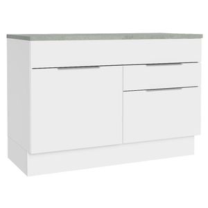 Balcão Gabinete De Pia 120 Cm 1 Portas E 2 Gavetas (com Tampo) Branco Stella Madesa Branco