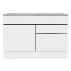 Balcão Gabinete De Pia 120 Cm 1 Portas E 2 Gavetas (com Tampo) Branco Stella Madesa Branco