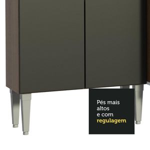 Armário De Cozinha Compacta 137cm Rustic/preto Emilly Madesa 05 Rustic/preto