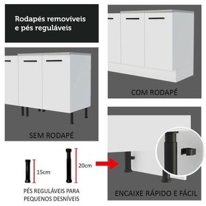 Balcão De Pia Cozinha 2 Portas (com Tampo) Branco Agata Madesa Branco