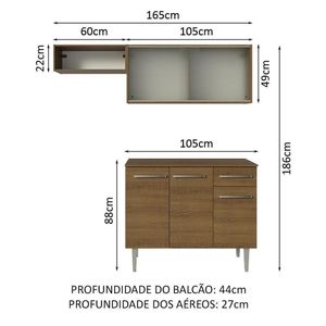 Armário De Cozinha Compacta 165cm Rustic Emilly Madesa 03 Rustic