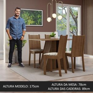 Conjunto Sala De Jantar Mesa Tampo De Madeira 4 Cadeiras Rustic/lírio Bege Marilyn Madesa