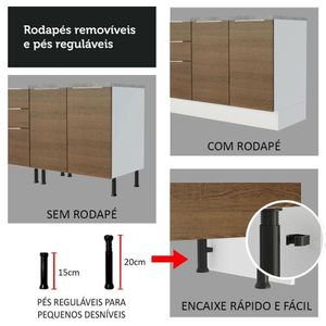 Armário De Cozinha Completa 310cm Branco/rustic Stella Madesa 03 Branco/rustic