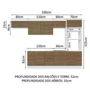 Armário De Cozinha Completa 330cm Branco/rustic Stella Madesa 05 Branco/rustic