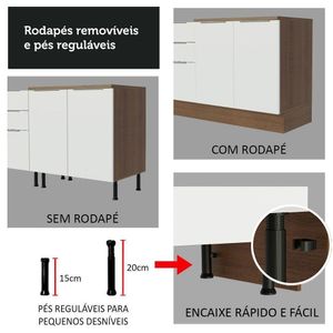 Armário De Cozinha Completa 330cm Rustic/branco Stella Madesa 06 Rustic/branco