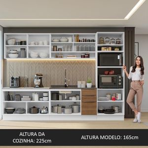 Armário De Cozinha Completa 310cm Branco/rustic Stella Madesa 02 Branco/rustic