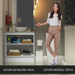 Armário Gabinete Para Banheiro 80cm 2 Portas Branco Madesa Branco