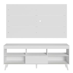 Rack Com Painel Para Tv Até 65 Polegadas Com Pés Branco Detroit Madesa Branco