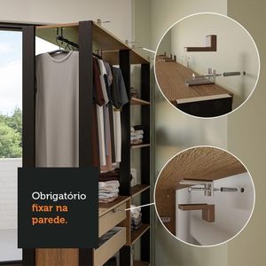 Guarda-roupa Closet Modulado Valencia 4 Gavetas 258cm Rustic/preto Madesa 01 Rustic/preto