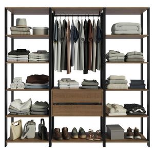 Guarda-roupa Closet Modulado Valencia 2 Gavetas 188cm Rustic/preto Madesa 01 Rustic/preto