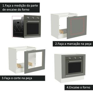 Balcão Forno Embutir 80x60cm Sem Tampo Branco/cinza