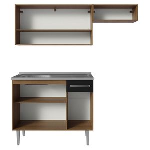 Armário Cozinha Compacta 165cm Pia Rustic/Preto