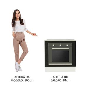 Balcão Para Forno Embutir 80x60cm Com Tampo Branco/Preto