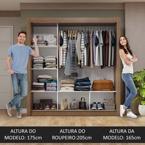 Guarda-roupa Casal 3P De Correr Rustic Nobre Madesa Rustic