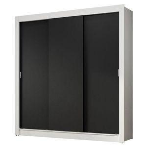 Guarda-roupa Casal 3 Portas Correr Branco/Preto Nobre