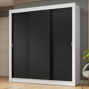 Guarda-roupa Casal 3 Portas Correr Branco/Preto Nobre