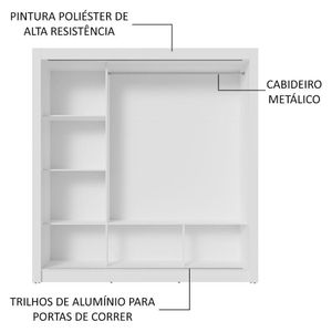 Guarda-roupa Casal 3 Portas Correr Espelho Branco/preto