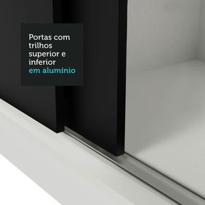 Guarda-roupa Casal 3 Portas Correr Espelho Branco/preto