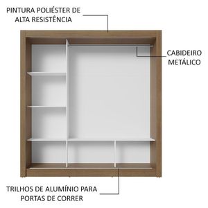Guarda-roupa Casal 3 Portas Correr Espelhos Rustic/branco