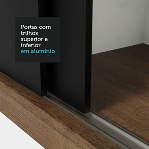 Guarda-roupa Casal 3 Portas Correr Espelhos Rustic/preto