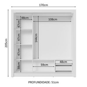 Guarda-roupa Casal 3 Portas Correr Espelho 2 Gavetas Branco