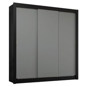 Guarda-Roupa Casal 3 Portas Correr Preto/Cinza Madesa