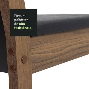 Mesa Tampo Vidro 6 Cadeiras Rustic-Preto Madesa